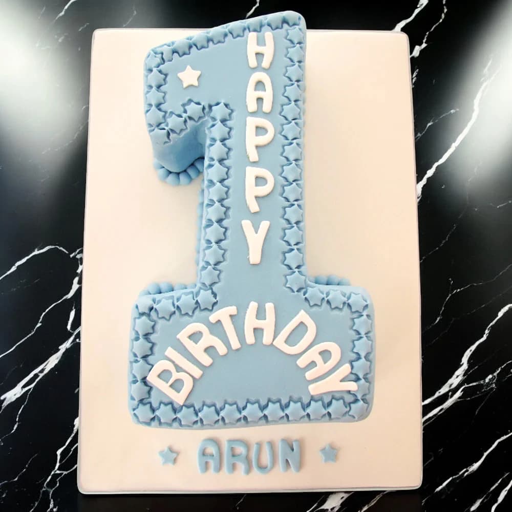 Blue Theme Number Cake