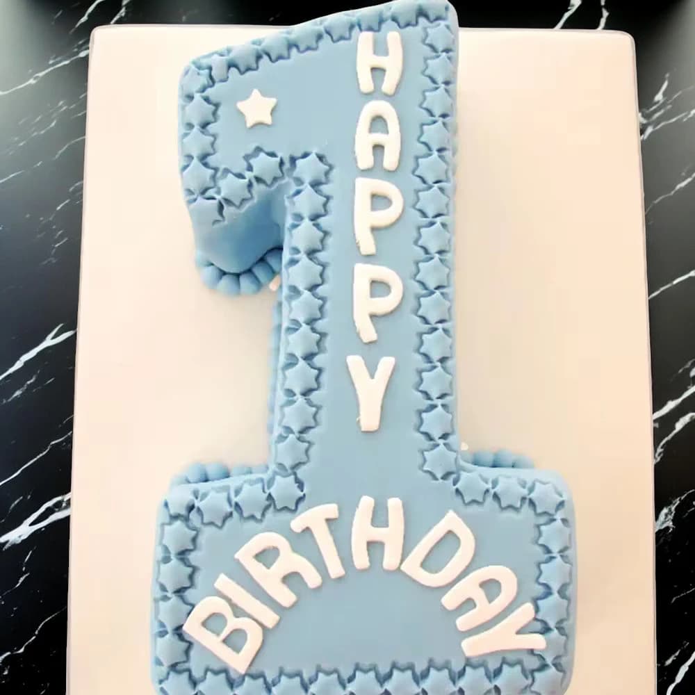 Blue Theme Number Cake view 1