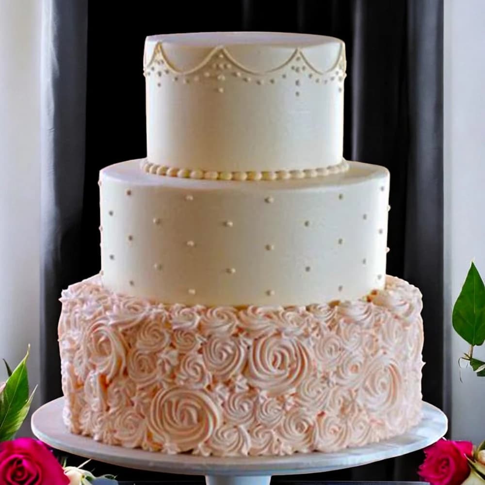 Rosy Christian Wedding Cake view 1