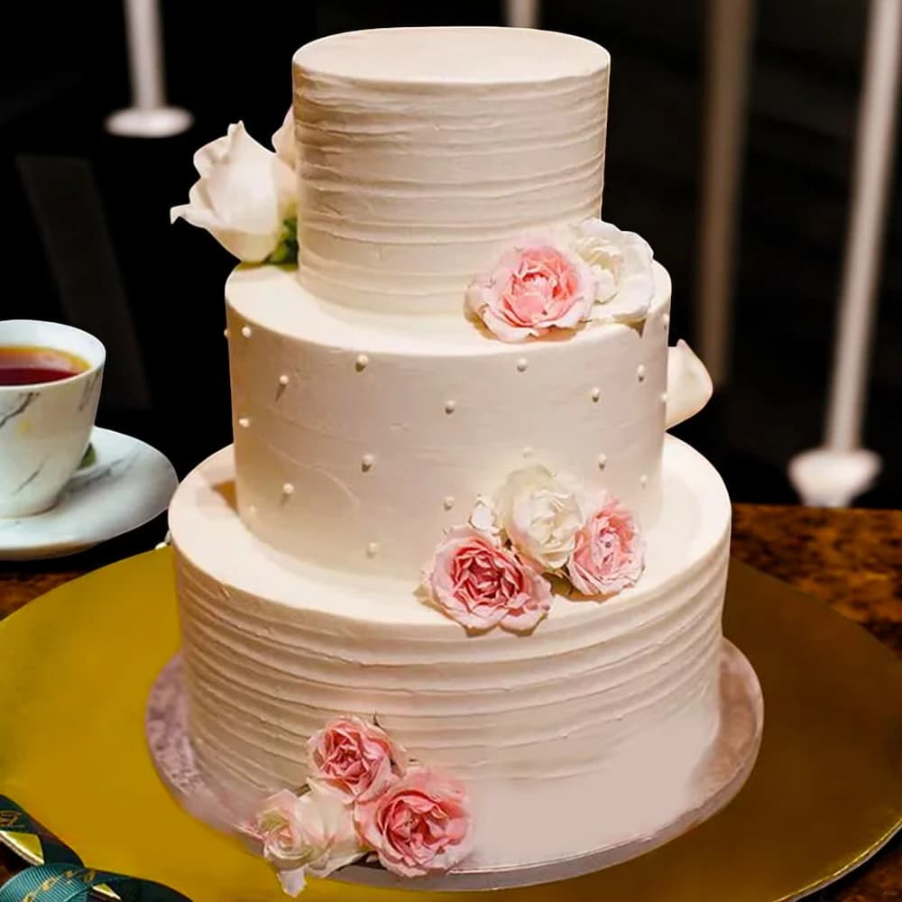 Tier Floral Christian Wedding Cake