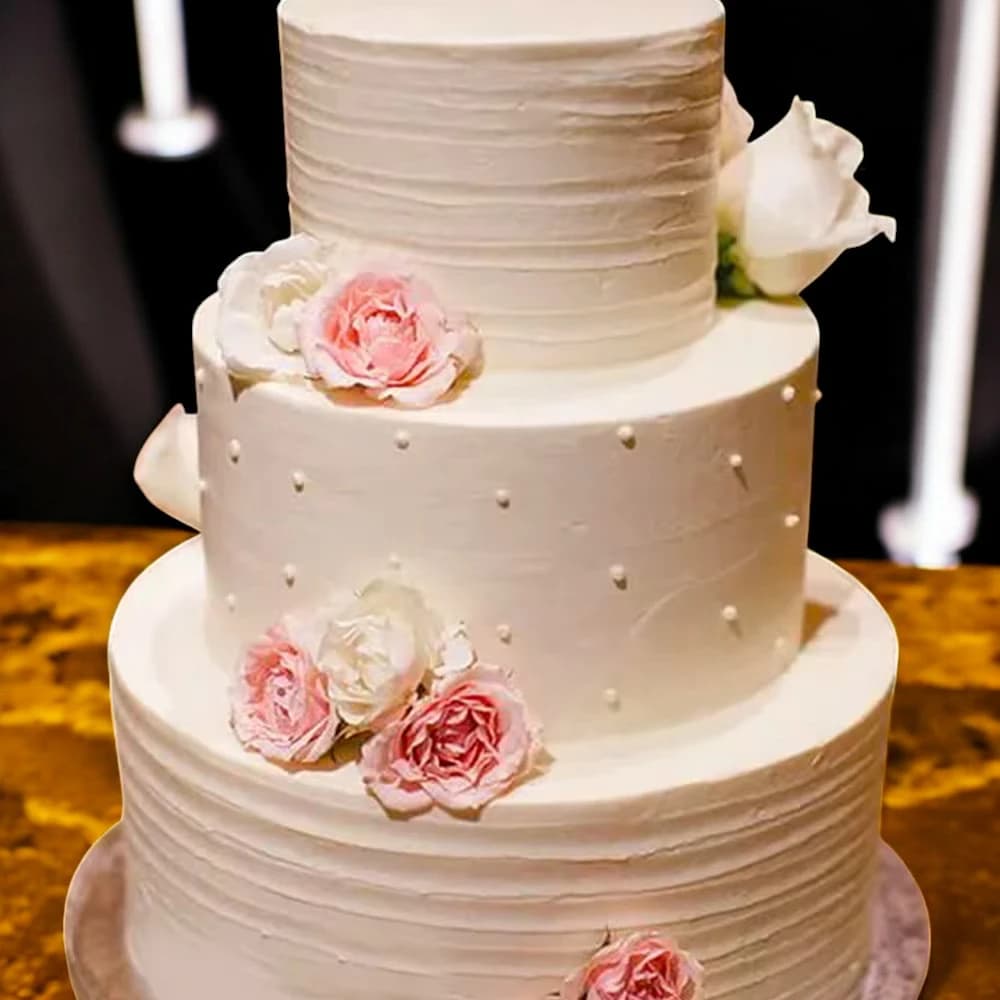 Tier Floral Christian Wedding Cake view 1