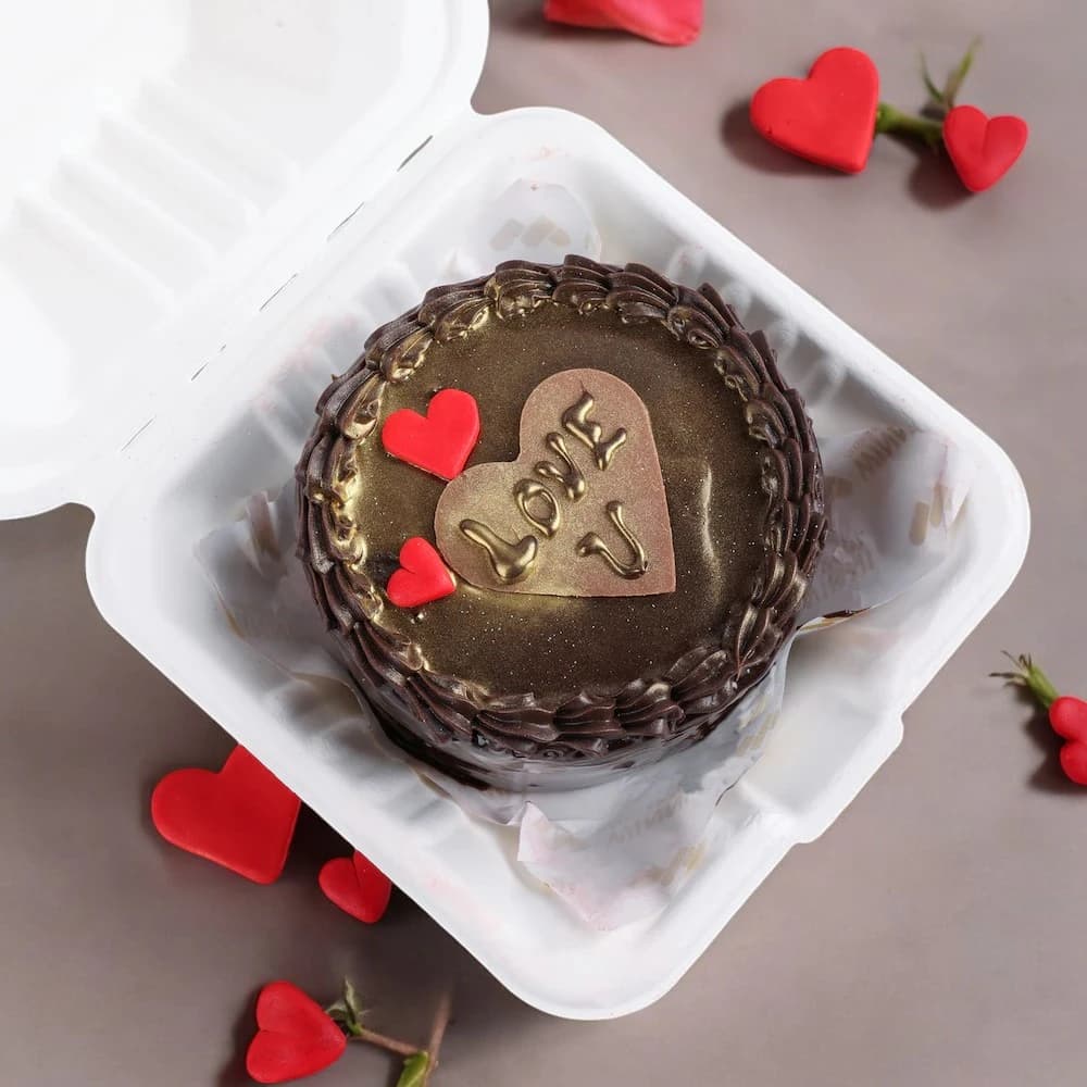 Mini Chocolate Round Shape Cake 300 Gm view 1