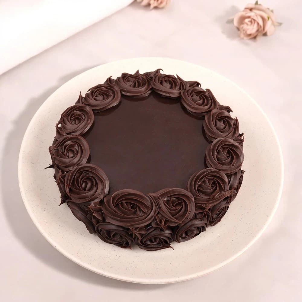 Floral Elegance Chocolate Cake view 1