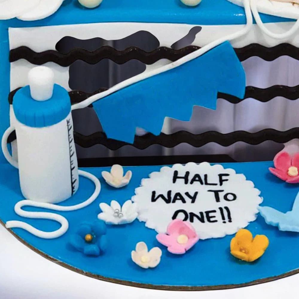 Baby Blue Half Birthday Cake view 2