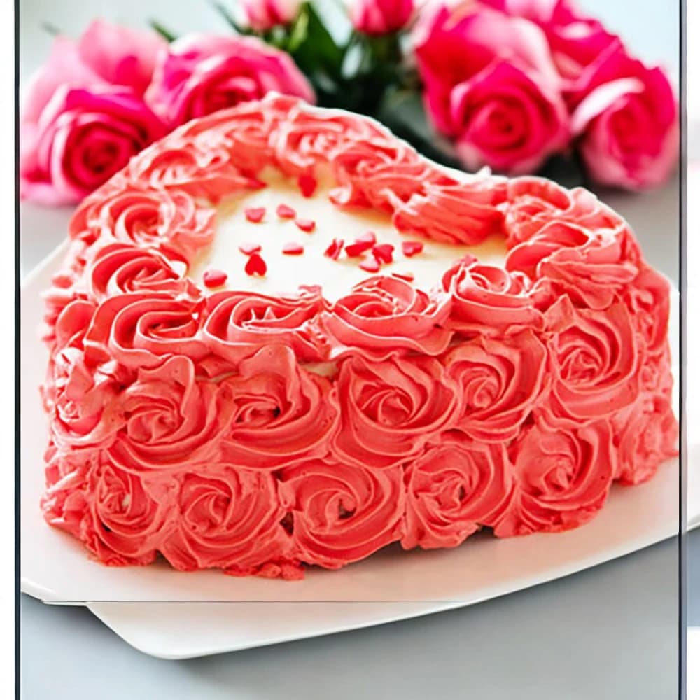 Heart Shaped Rose Cake view 1