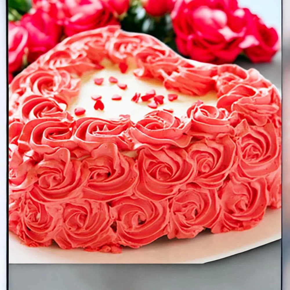 Heart Shaped Rose Cake view 2