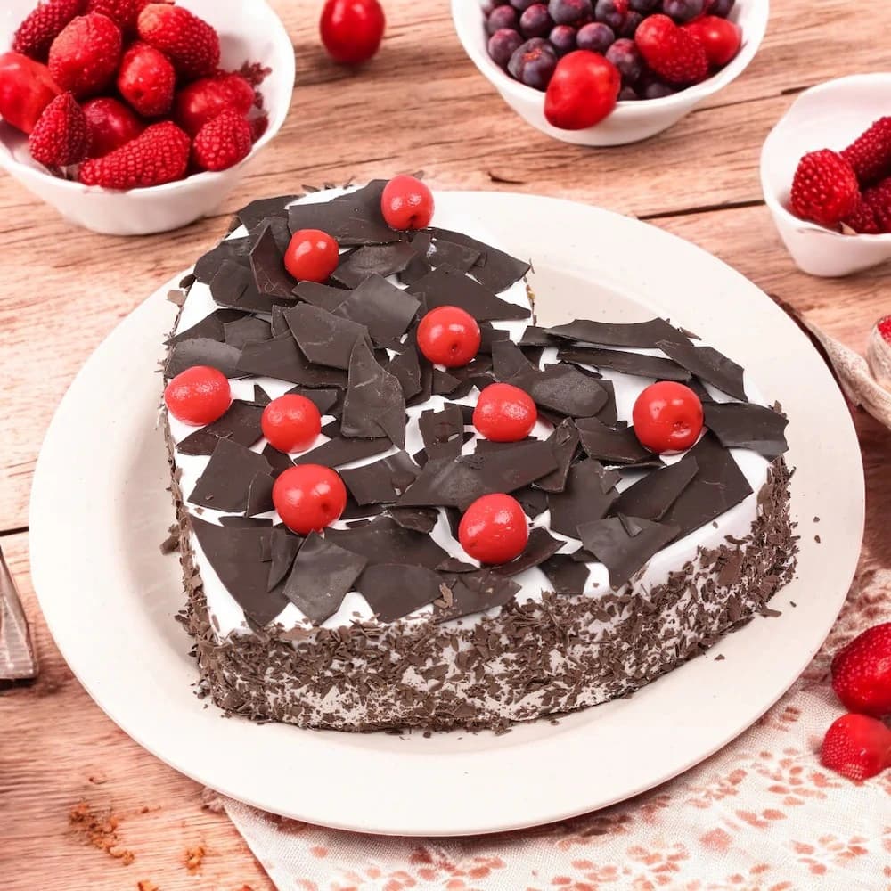 Heart Shape Black Forest Cake view 1