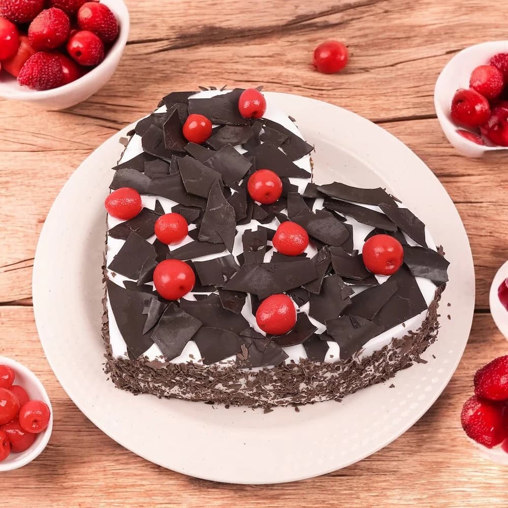 Heart Shape Black Forest Cake view 2