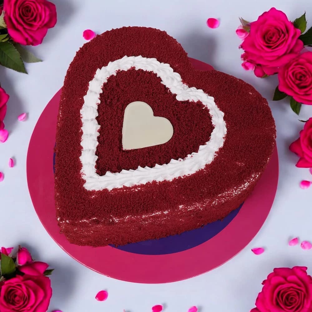 Sweet Red Heart Velvet Cake