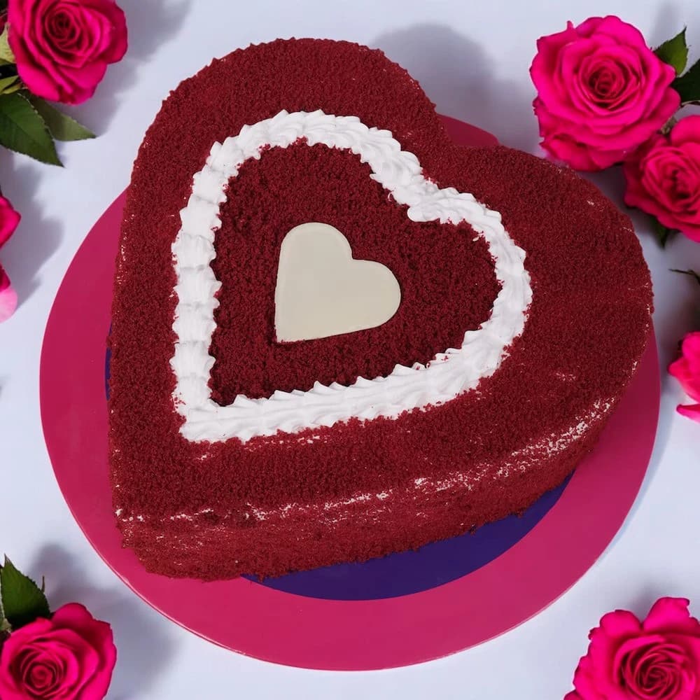 Sweet Red Heart Velvet Cake view 2