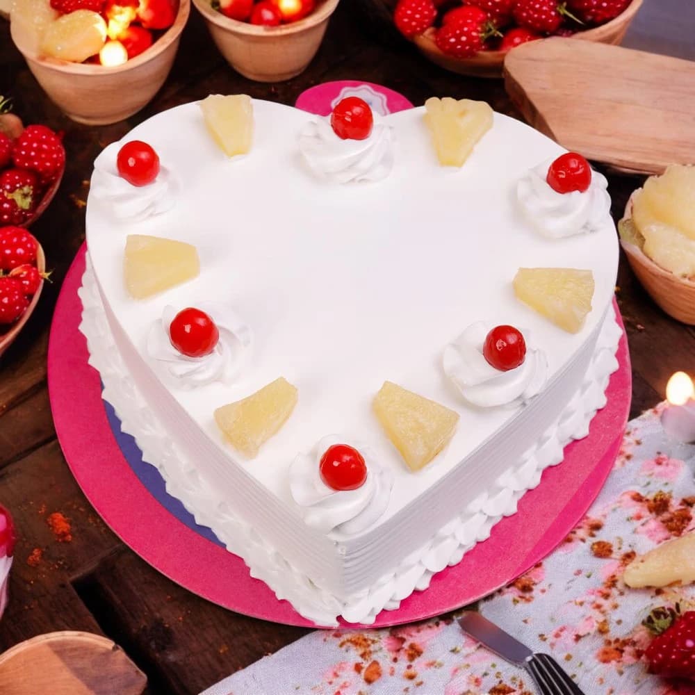 Delicious Pineapple Heart Shaped Cake
