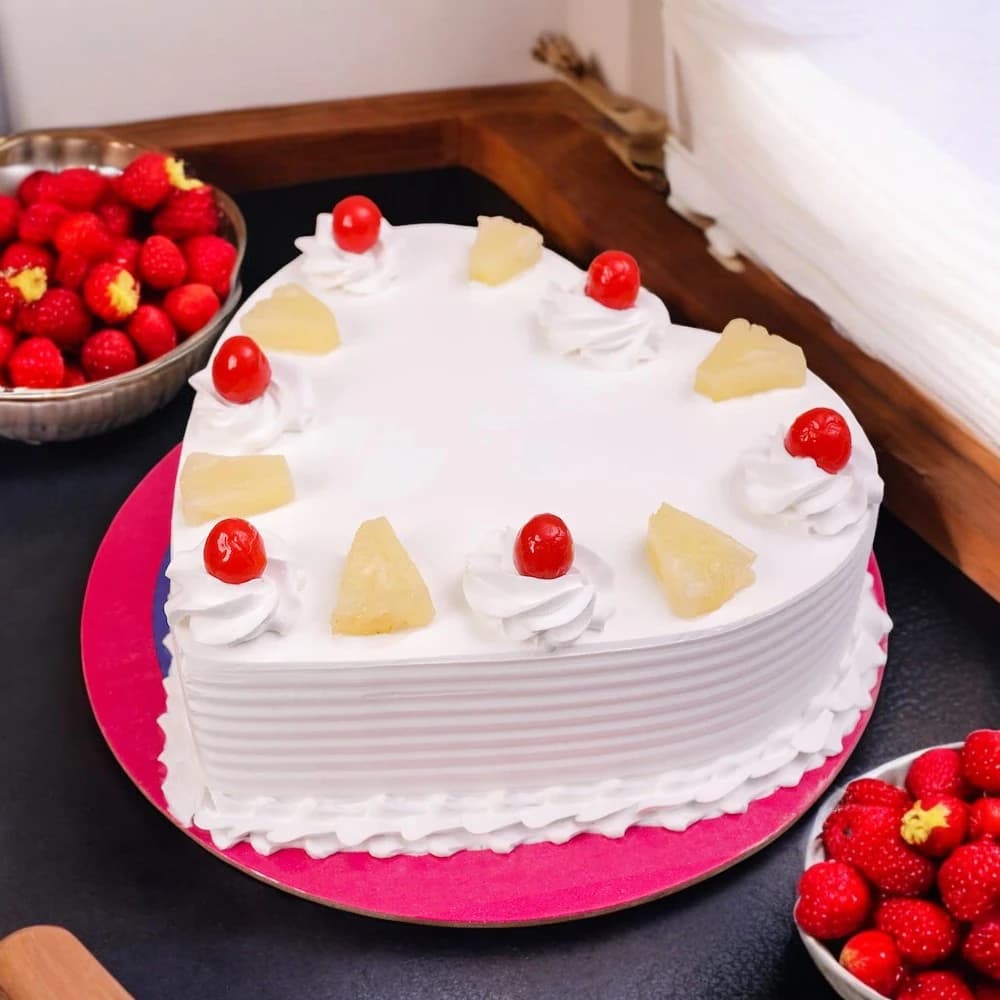 Delicious Pineapple Heart Shaped Cake view 1