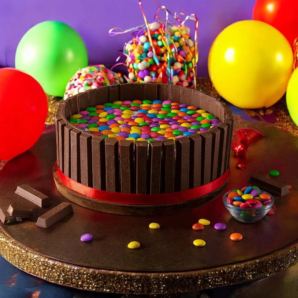 Swirl Of Gems Kit Kat Cake