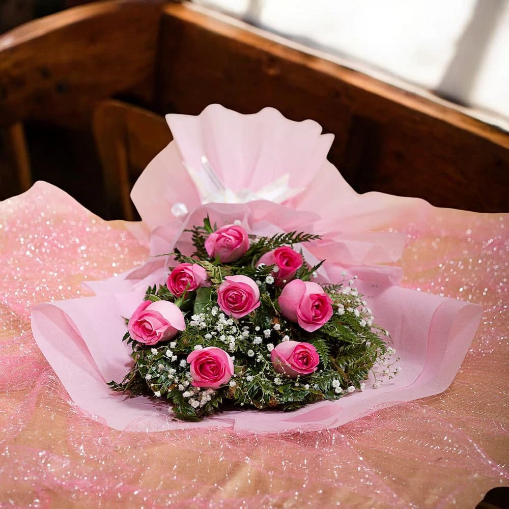 8 Pink Roses view 1