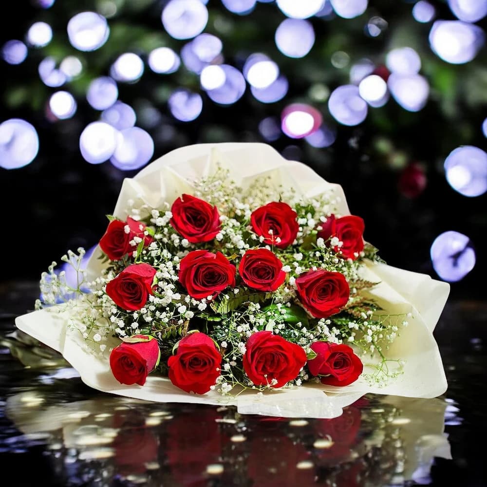 Classic Aura 12 Red Roses Bouquet view 2