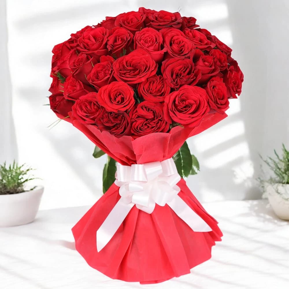 For Someone Special Red Roses in Red Packing view 3