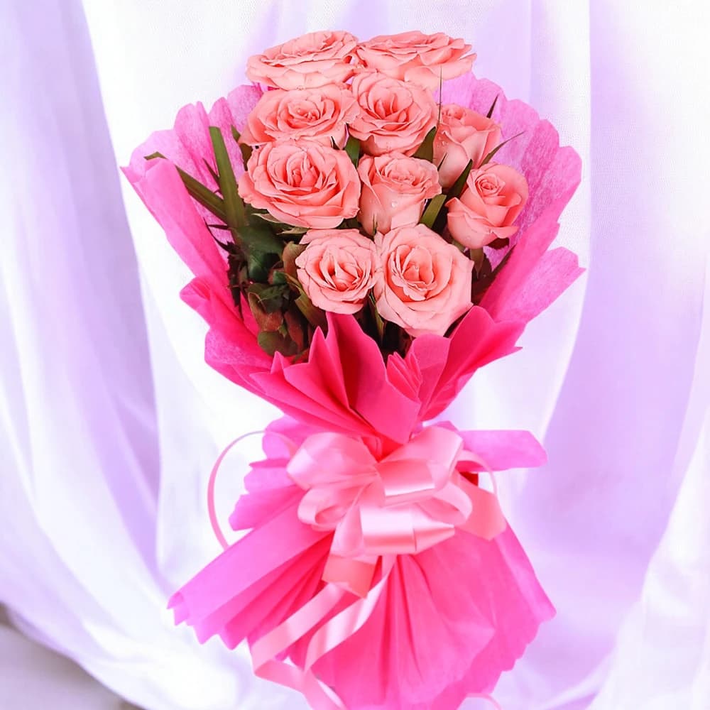 Pink Roses in Pink Packing