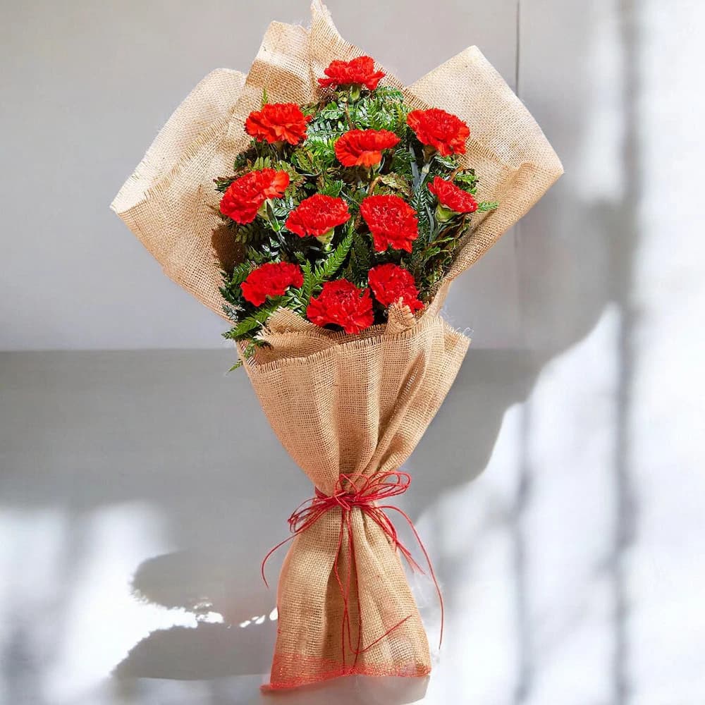 Celestial Carnations Jute Bouquet