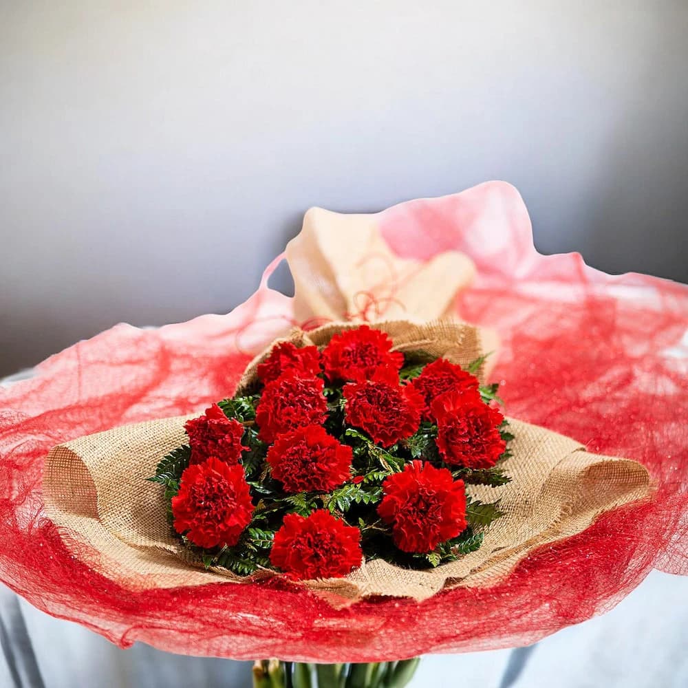 Celestial Carnations Jute Bouquet view 2