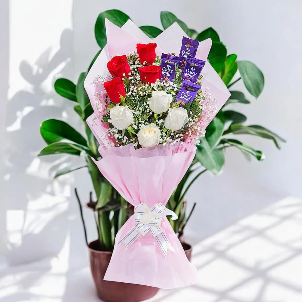 Perfect Flower Arrangement With Dairy Milk