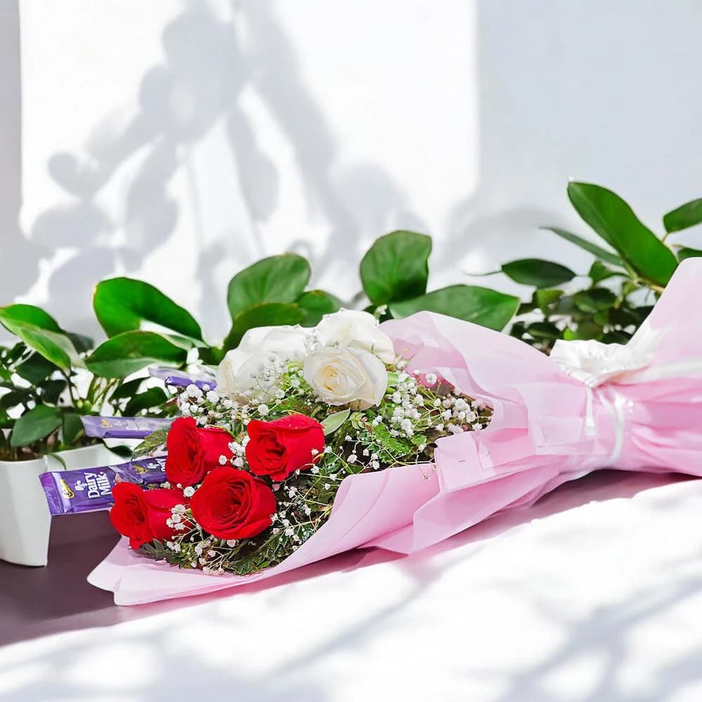 Perfect Flower Arrangement With Dairy Milk view 1