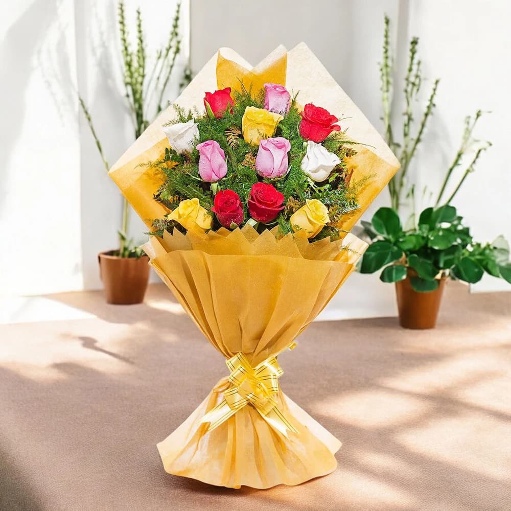 Amber Embraced Mix Roses Bouquet