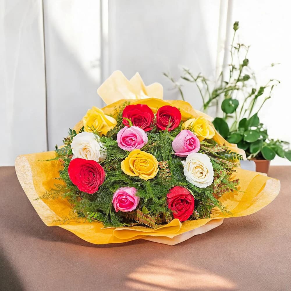 Amber Embraced Mix Roses Bouquet view 2