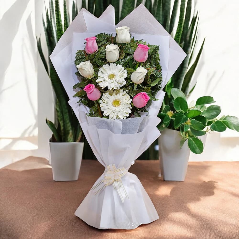 Pure Affection Roses And Gerberas Bouquet