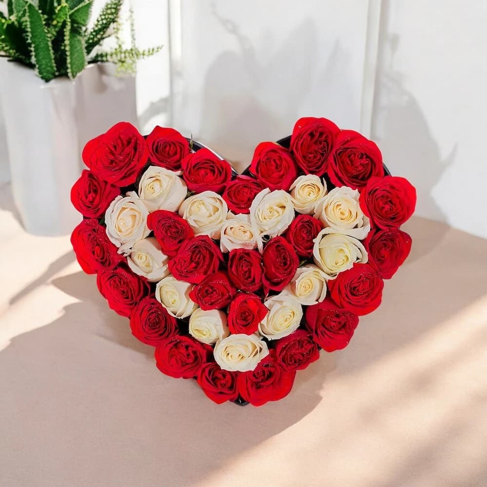 Elegant Heart Mix Roses Arrangement view 1