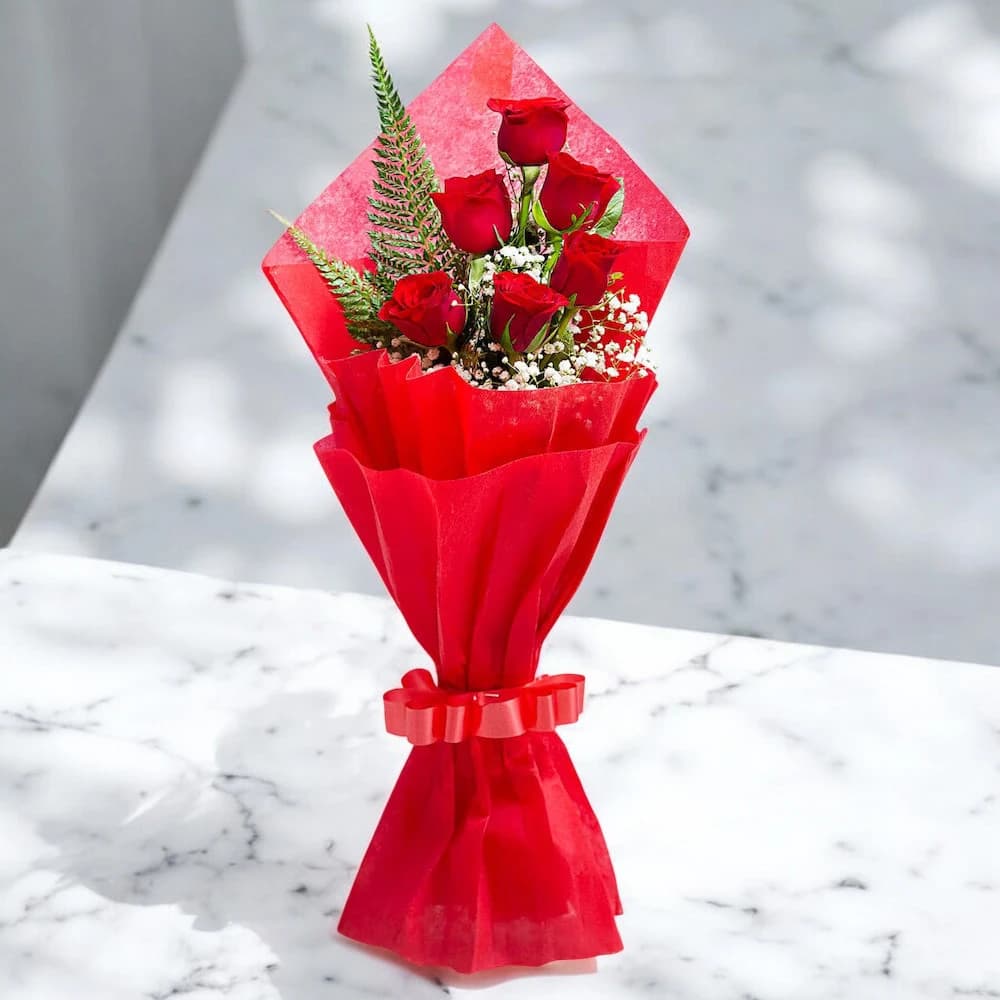 Red Roses Bouquet With Chocolate Cake view 2