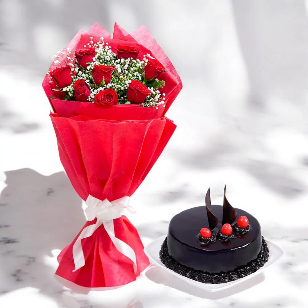 Red Roses and Chocolate Cake