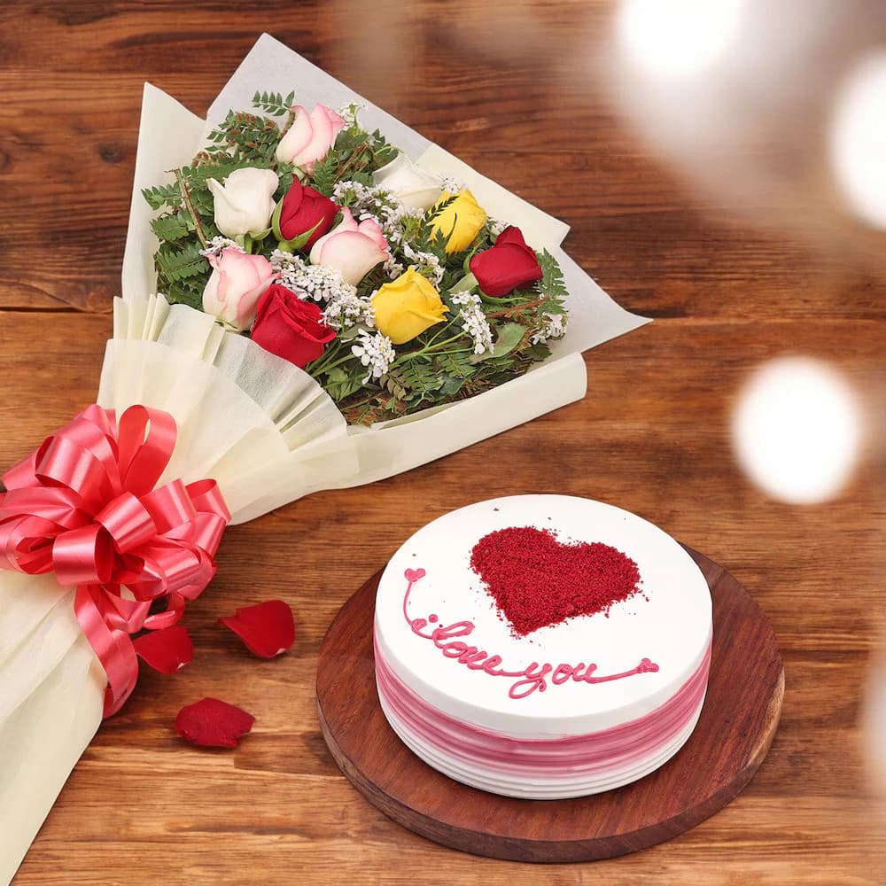 Red Velvet Cake with Vibrant Roses