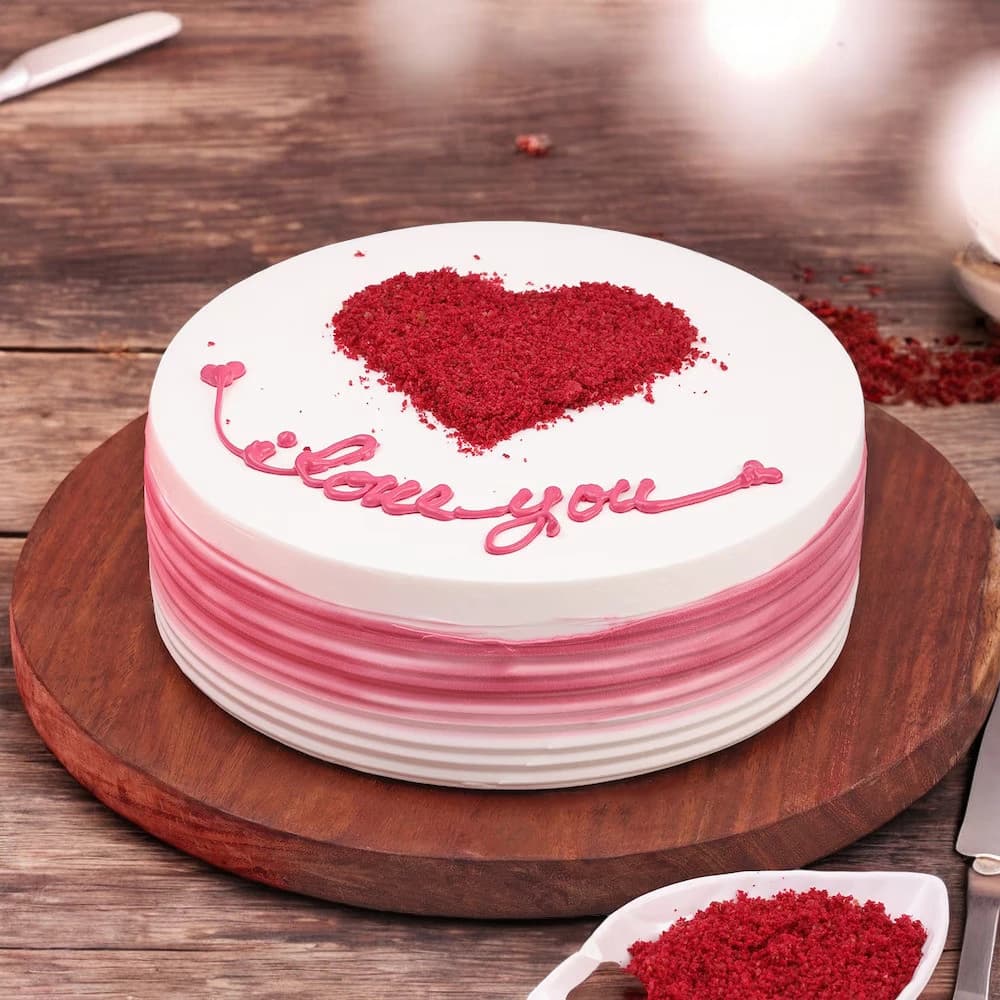 Red Velvet Cake with Vibrant Roses view 1