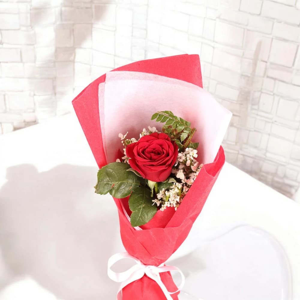 Mini Chocolate Cake with Red Rose view 1