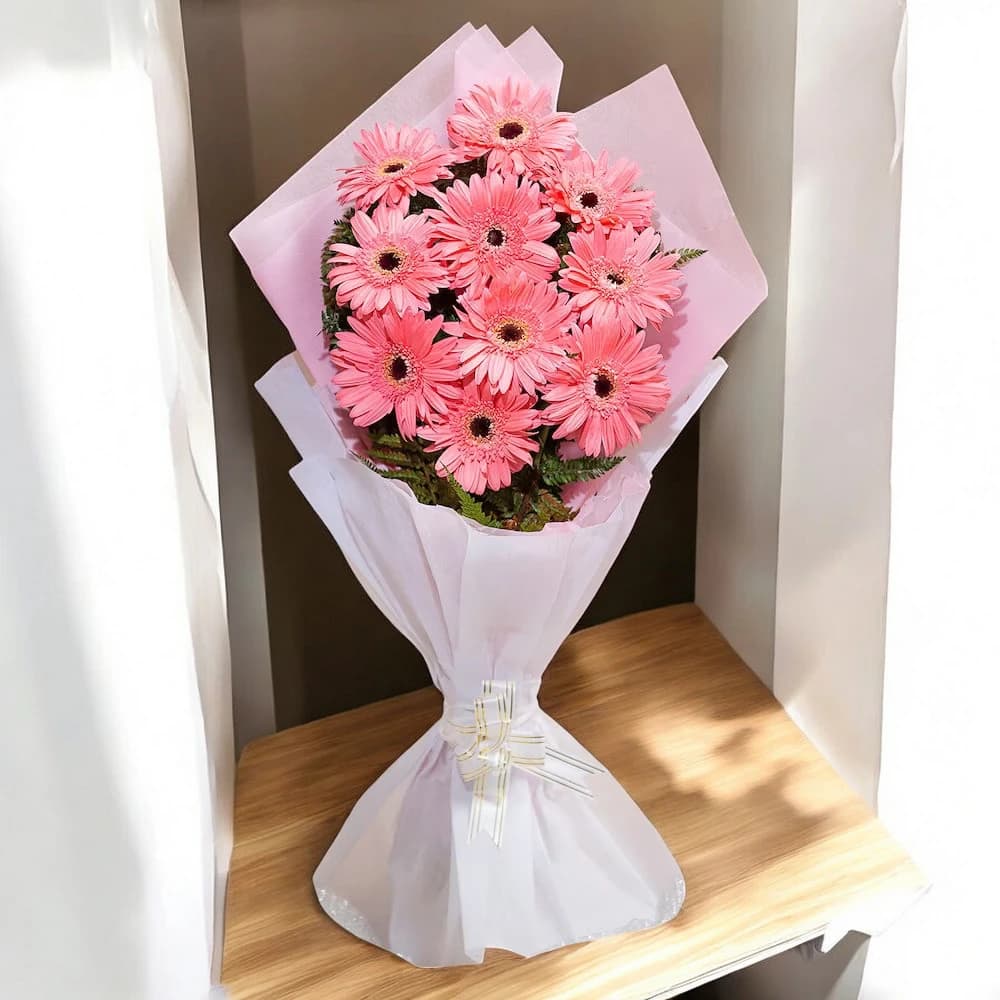 Full Of Smile Gerberas Bouquet And Pineapple Cake Combo view 1