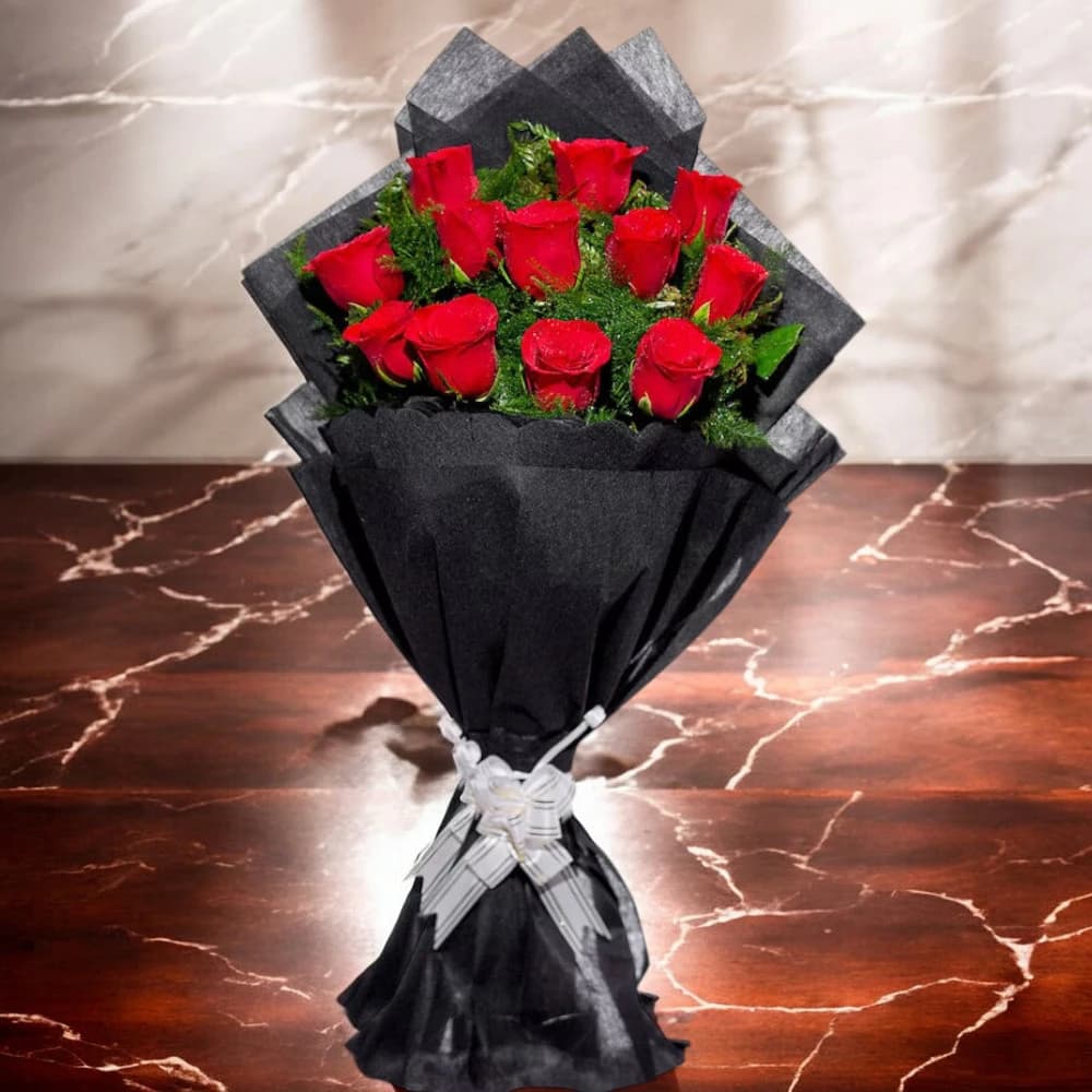 Love You Red Roses Bouquet And Butterscotch Combo view 1