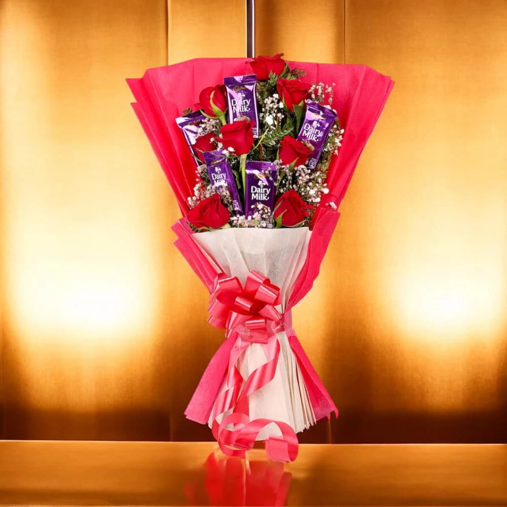 Graceful Roses and Chocolate Arrangement view 2