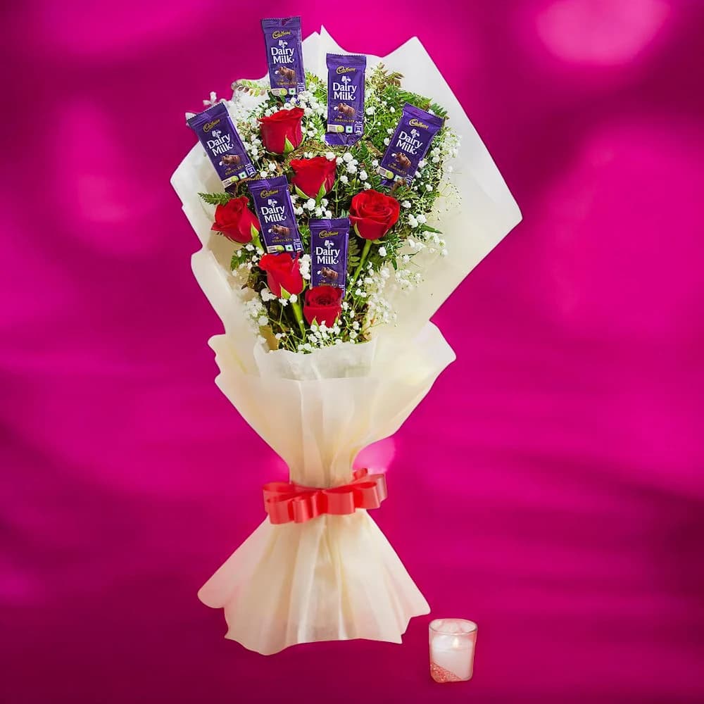 Love Affair Of Roses And Chocolates Bouquet