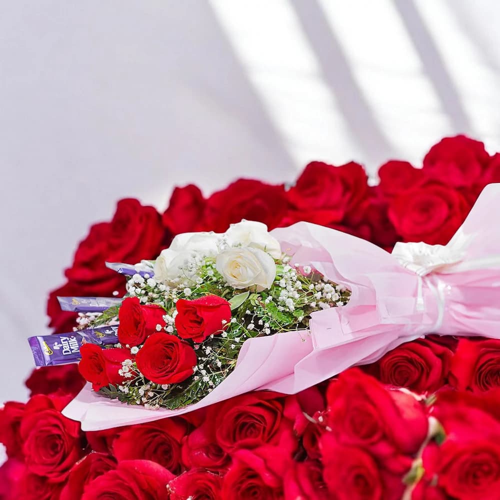 Perfect Flower Arrangement With Dairy Milk view 1