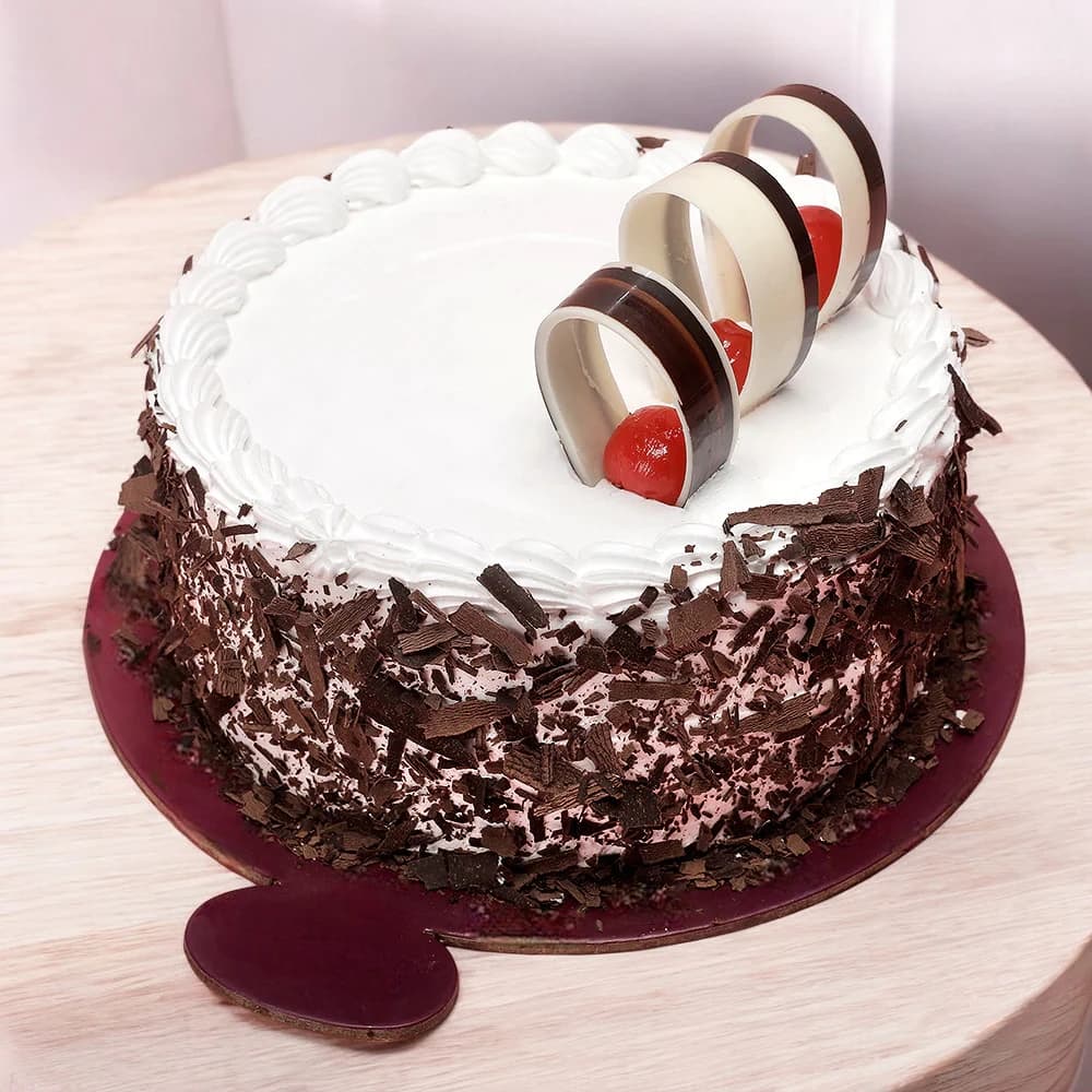 Black Forest Cake with Yellow Roses