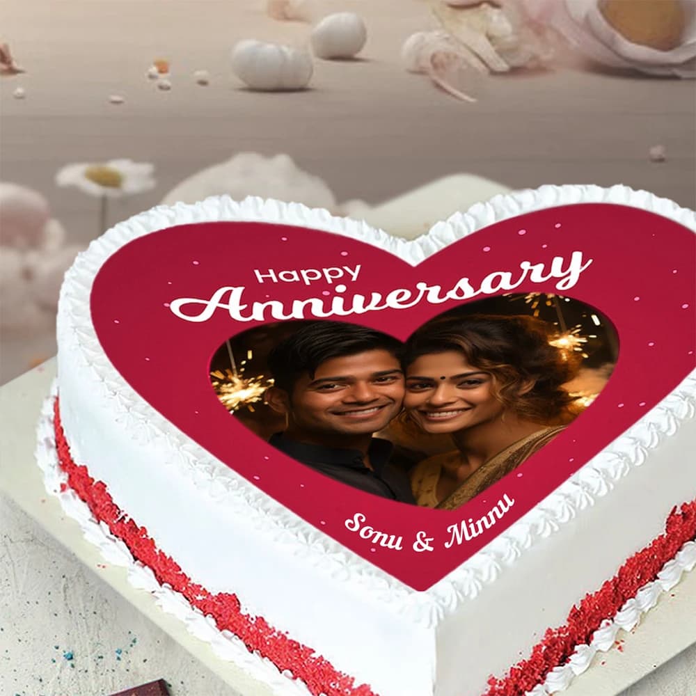 Tempting Red velvet Anniversary Cake