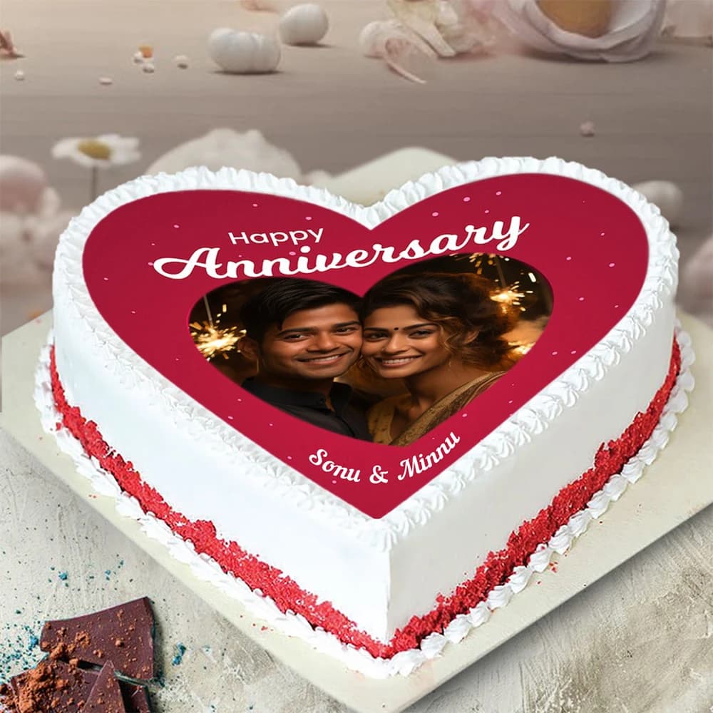 Tempting Red velvet Anniversary Cake view 1