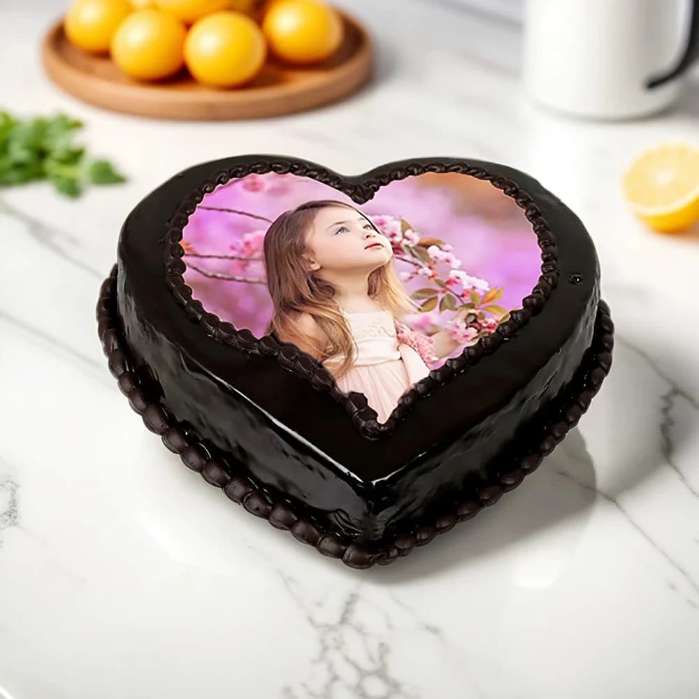 Heart Shaped Truffle Photo Cake