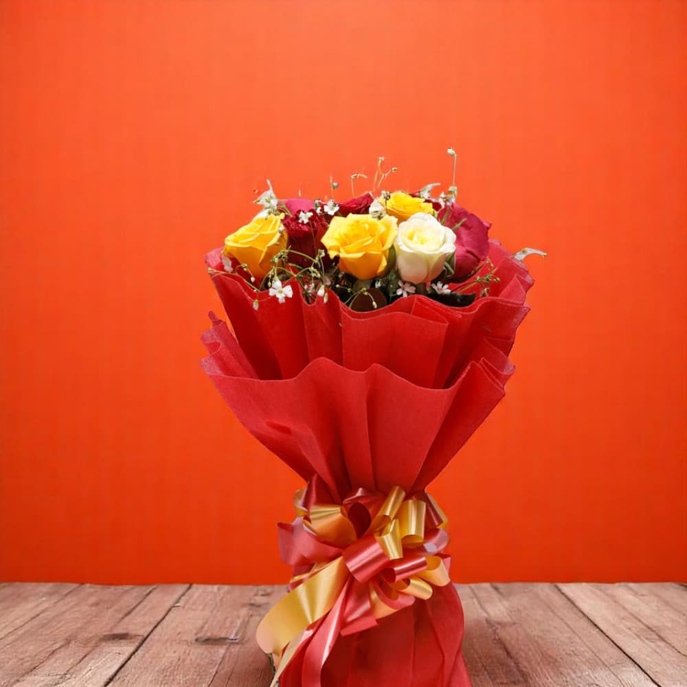 8 Mixed Roses Bouquet view 2