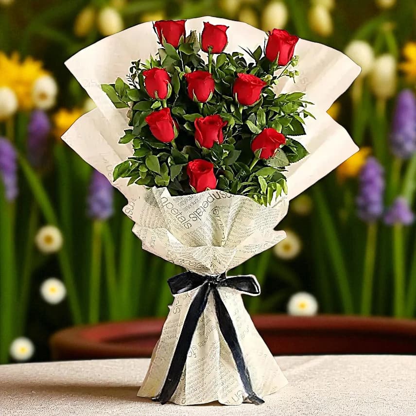Elegant Vibe Red Roses Bouquet