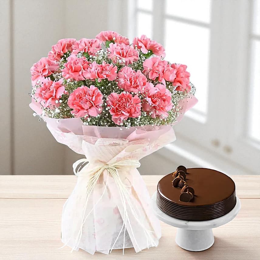 Magical Dust Carnations & Truffle Cake Combo