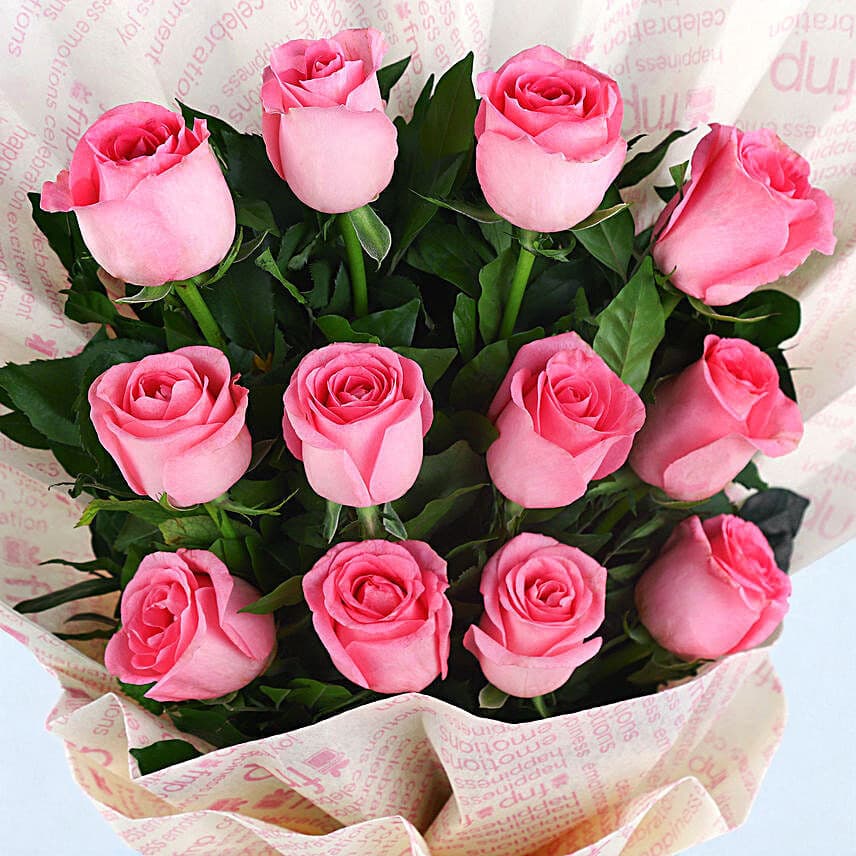 Sweet Memories Pink Roses Bouquet & Chocolate Cake view 3