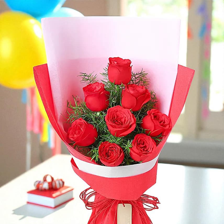 Bouquet Of 8 Royal Red Roses view 1