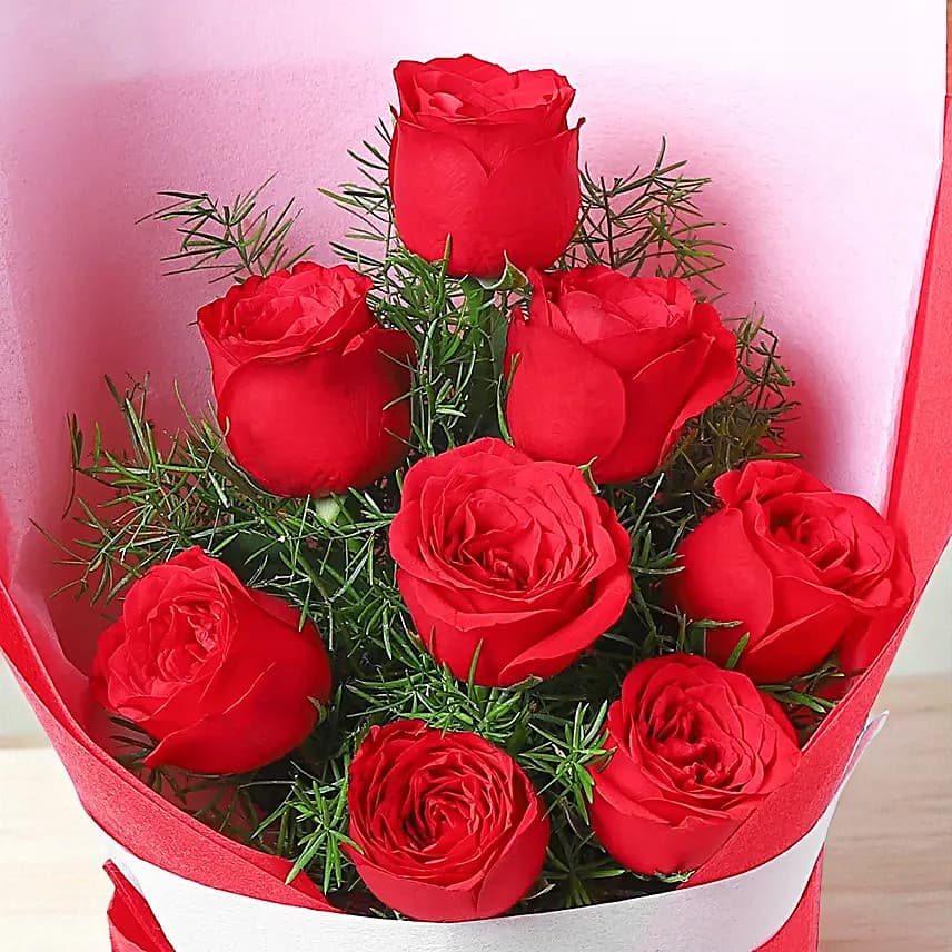 Bouquet Of 8 Royal Red Roses view 2