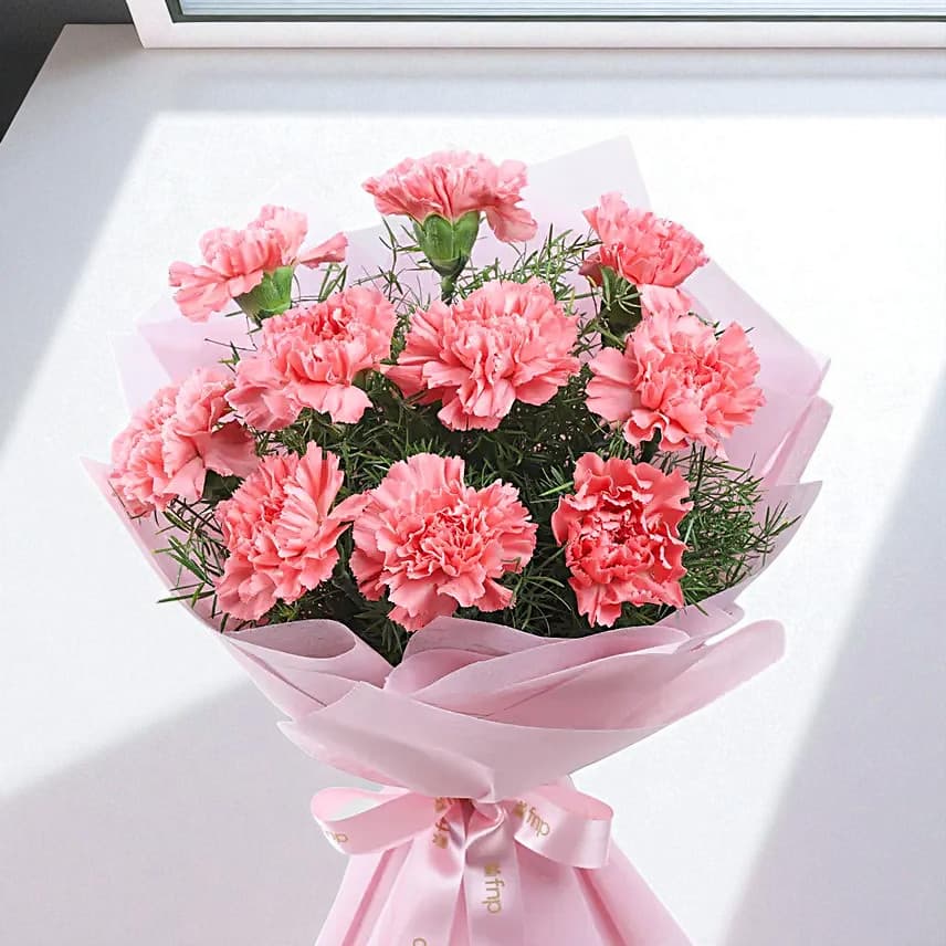 Pretty Pink Carnations Flower Bouquet view 2